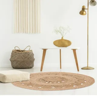 Tappeto rotondo in juta beige