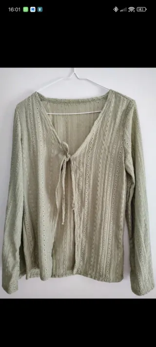 Blusa Shein verde Jacquard Punto manga larga XS