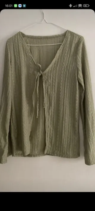 Blusa Shein verde Jacquard Punto manga larga XS