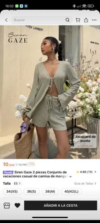 Blusa Shein verde Jacquard Punto manga larga XS