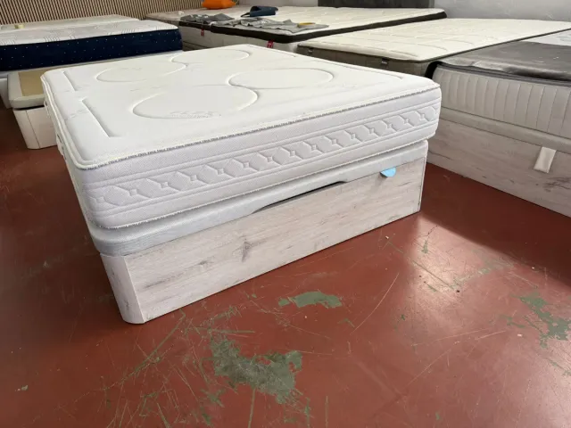 150x190 CANAPE MADERA BLANCO ARTICO y COLCHÓN