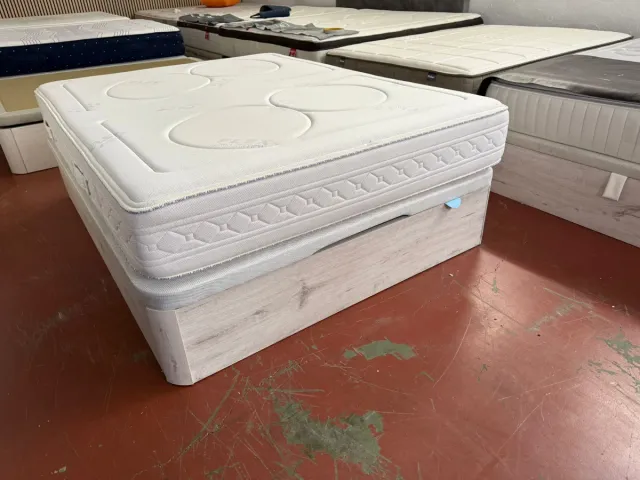 150x190 CANAPE MADERA BLANCO ARTICO y COLCHÓN