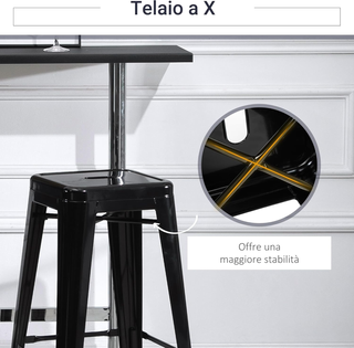 Set 4 Sgabelli Bar Impilabili con Poggiapiedi, Sga