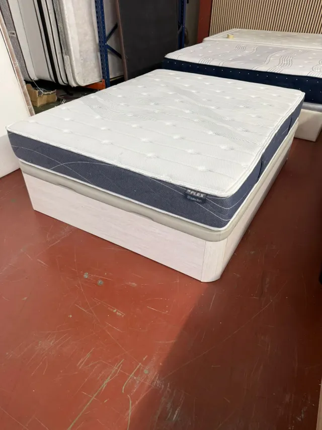 150x190 CANAPE MADERA BLANCO ARTICO y COLCHÓN