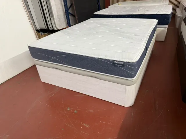 150x190 CANAPE MADERA BLANCO ARTICO y COLCHÓN