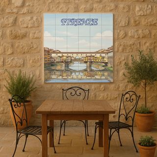 Mural cerámico de Florencia con el Ponte Vecchio