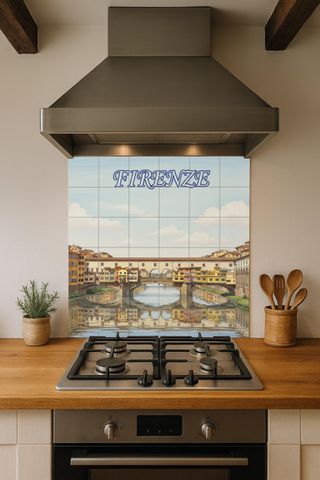 Mural cerámico de Florencia con el Ponte Vecchio