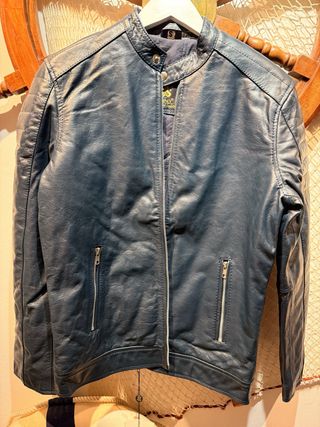 Chaqueta de piel azul mujer Talla S