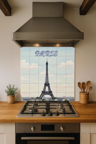 Mural cerámico de París con la Torre Eiffel