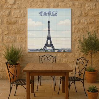 Mural cerámico de París con la Torre Eiffel