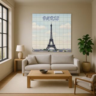 Mural cerámico de París con la Torre Eiffel
