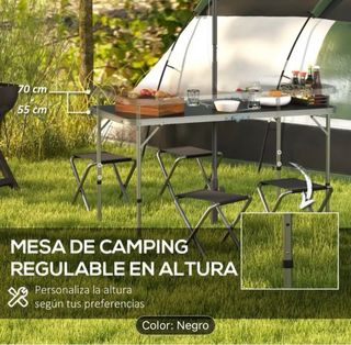 Tavolo e 4 Sedie da Campeggio Pieghevoli