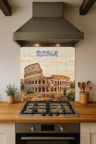 Mural cerámico de Roma con el Coliseo