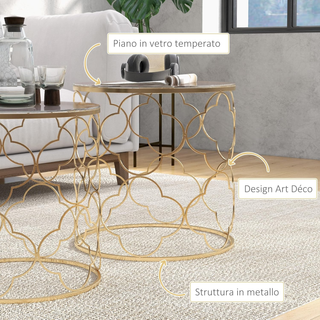 Set di 2 Tavolini da Salotto Impilabili Art Deco,