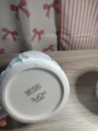 Set 2 tazze ceramica fiori rosa