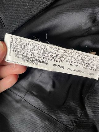 Abrigo Chaquetón Lana Zara Negro