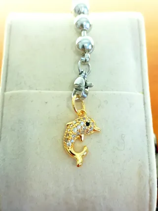 Dije Delfín Baño Oro 14k Circonitas