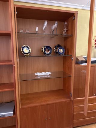 Mueble de salón modular madera y cristal