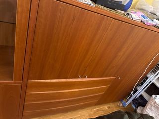 Mueble de salón modular madera y cristal