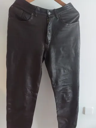 Pantalón de piel mujer marrón