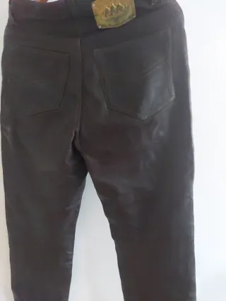 Pantalón de piel mujer marrón