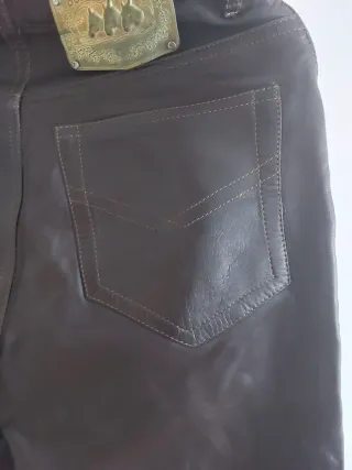 Pantalón de piel mujer marrón