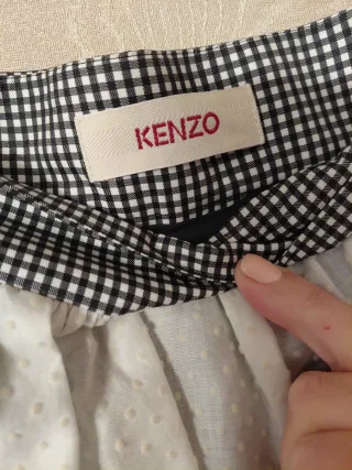Falda larga Kenzo volantes negro y blanco