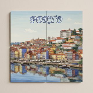 Mural cerámico de Porto junto al río Duero