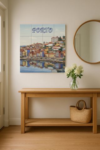 Mural cerámico de Porto junto al río Duero