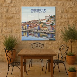 Mural cerámico de Porto junto al río Duero