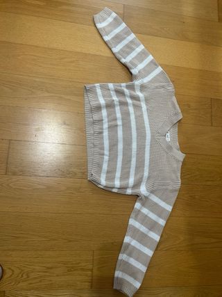 Jersey Mango Rayas Beige Blanco Talla XS