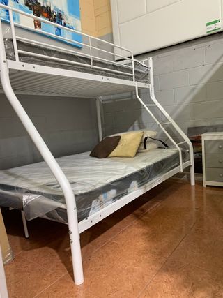 Litera Matrimonial Blanca Metal sin colchones