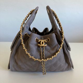 Borsa stile Chanel 25 in pelle scamosciata