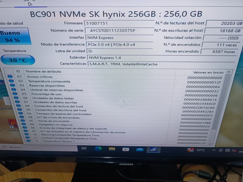 SSD m2  NVMe 256GB PCIe Gen4 disco solido afbeelding 2