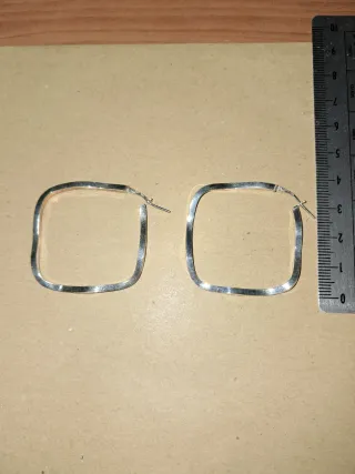 Aros Cuadrados Plata de Ley 4cm