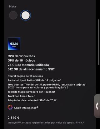 MacBook Pro 14 Argento