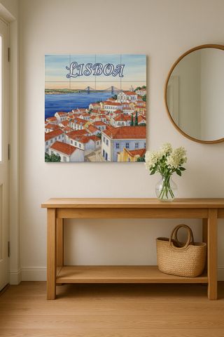Mural cerámico de Lisboa con vistas al río Tajo
