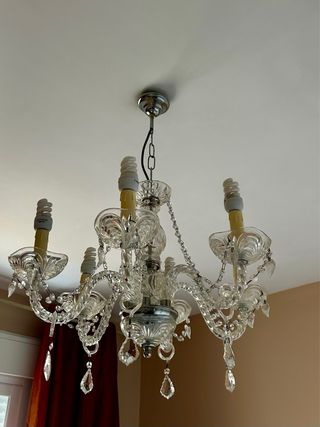 Lámpara de techo de cristal y metal