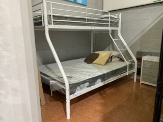 Litera Matrimonial Blanca Metal  SIN COLCHONES