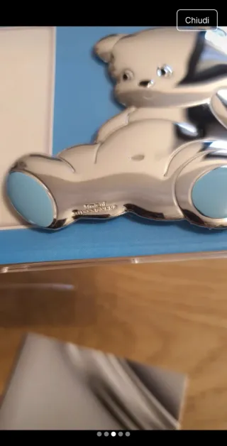 Cornice Valenti Argento 925 Orsetto Azzurro