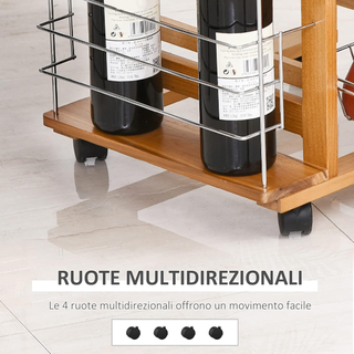 Carrello da Cucina Salvaspazio in Legno Marrone, P