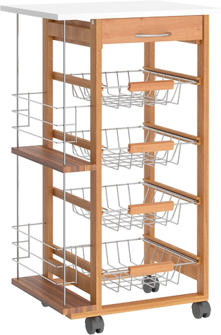 Carrello da Cucina Salvaspazio in Legno Marrone, P