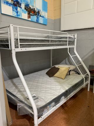 Litera Matrimonial Blanca Metal SIN COLCHONES