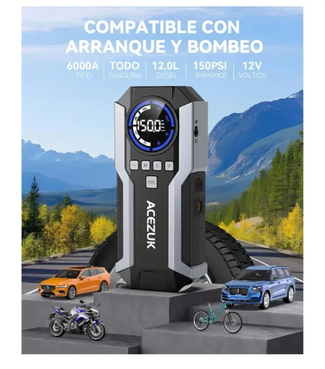 Arrancador Coche & Inflador ACEZUK 6000A