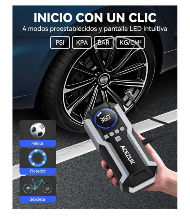 Arrancador Coche & Inflador ACEZUK 6000A