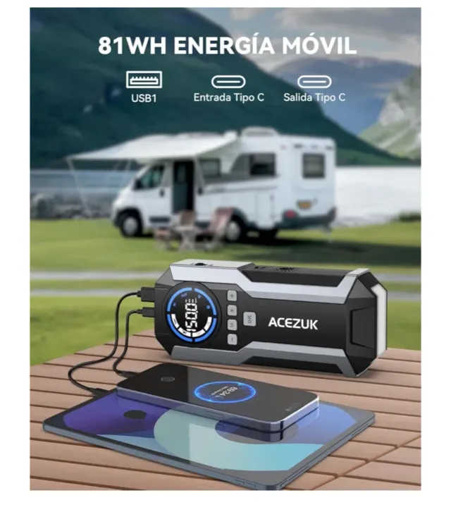 Arrancador Coche & Inflador ACEZUK 6000A