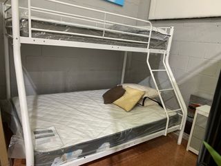 Litera matrimonial metálica blanca  SIN COLCHONES