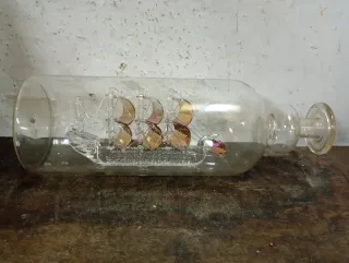 LIQUIDACIÓN 2026 Botella cristal barco vintage