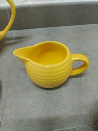 Juego de té amarillo cerámica
