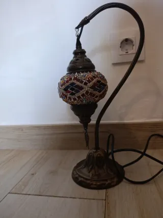 Lámpara de mesa mosaico cristal y metal